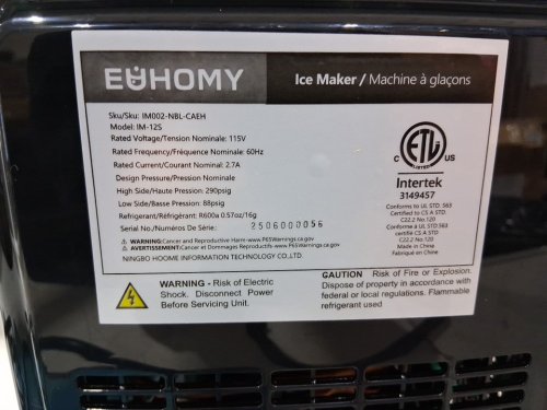 Euhomy Countertop Nugget Ice Maker - Makes 26lbs in a day - black (Model: IM002-NBL-CAEH) image 6