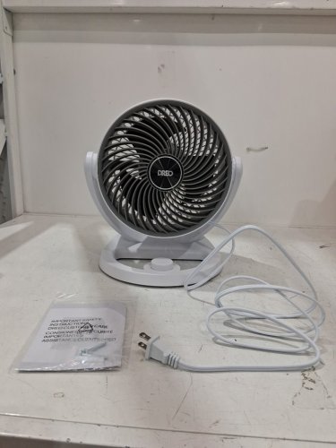 DREO portable table top air circulator fan - 9" round - 70ft tong flow - 28db low noise - 3 speed - 120° adjustable tilt - white (model: dr-haf002) image 2