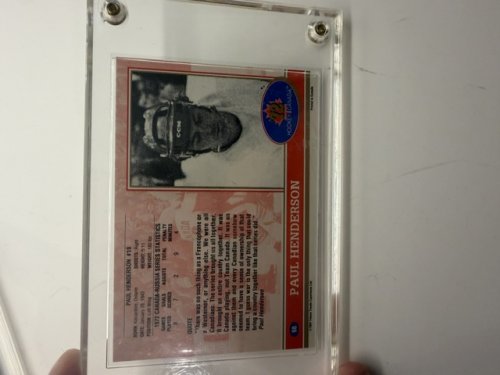 SIGNED PAUL HENDERSON CANADA 1972 HOCKEY PUCK WITH COA FROM UNIVERSAL AND 2 COLLECTIBLE CARDS image 5