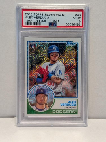ALEX VERDUGO MLB DODGERS CARD - PSA MINT 9 - 2018 TOPPS SILVER PACK, 1983 CHROME PROMO #46 image 2