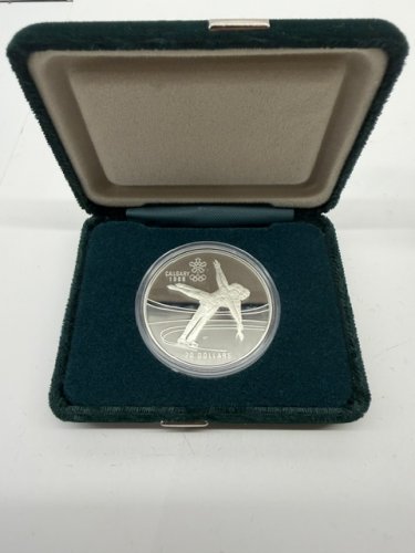 CALGARY 1988 OLYMPICS 20 DOLLAR ONE TROY OUNCE OF PURE SILVER COIN FIGURE SKATER image 4