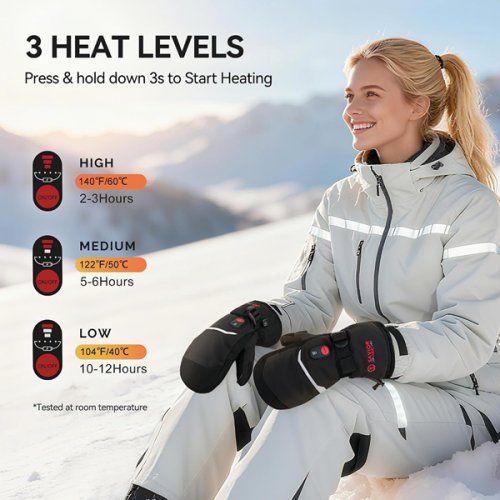 SAVIOR HEAT Electric Heated Gloves WITH Rechargeable Batteries - EXTRA-LARGE - BLACK/WHITE (MODEL: SHGS66E) image 4