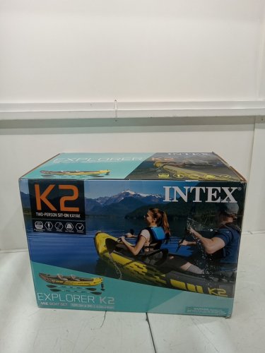 INTEX EXPLORER K2 2-PERSON INFLATABLE KAYAK SET WITH ALUMINUM OARS & PUMP - YELLOW (MODEL: 68307EP) image 2