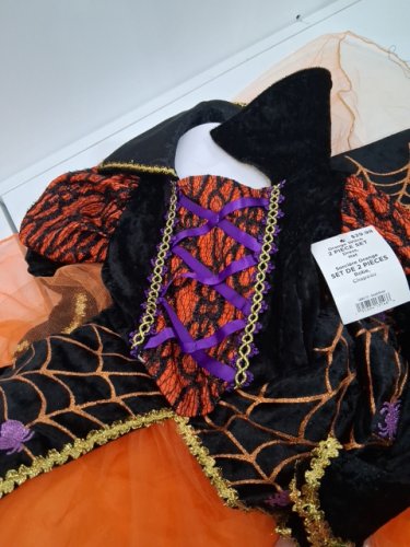 2PC ORANGE WITCH COSTUME SET - SMALL/PETITE - ORANGE, BLACK AND PURPLE (STYLE:1000173) image 3