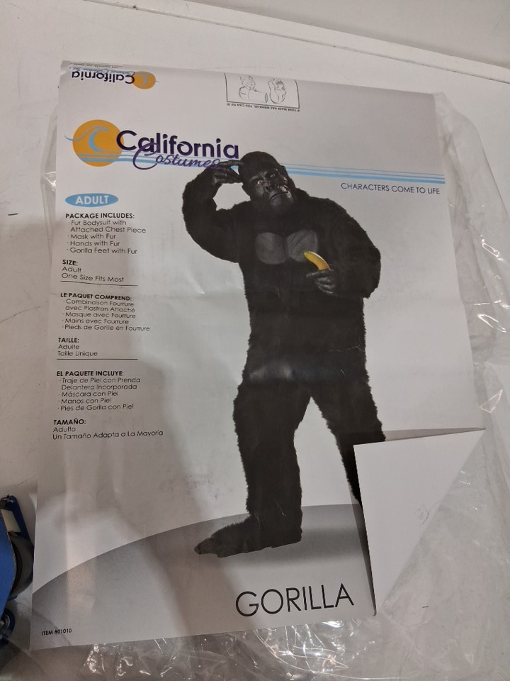 6PC UNISEX ADULT CALIFORNIA COSTUMES GORILLA SUIT COSTUME - Adult One Size Fits Most - BLACK image 4