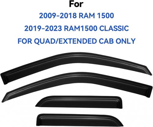 4pc YQAUTEC window rain guard visors for dodge ram 1500 quad/extended cab 2009-2018 (model: Y237DR) image 2