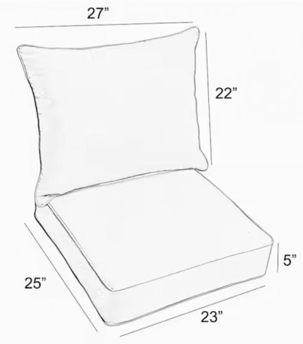 2PC SUNBRELLA STRIPPED Outdoor Pillow and Cushion Set - 23" X 25" X 5" - INDIGO image 2