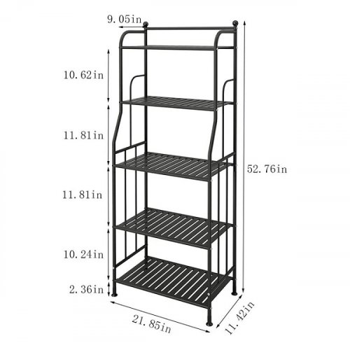GHQME 5 Tier Freestanding Metal Space Saving Tower Rack Storage Shelf - 53" - Black (model: TC-PS- TJ5) image 2
