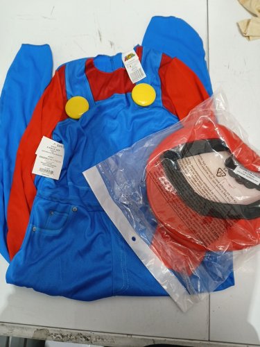 3PC KID'S SUPER MARIO CLASSIC COSTUME- MEDIUM - BLUE/RED image 2