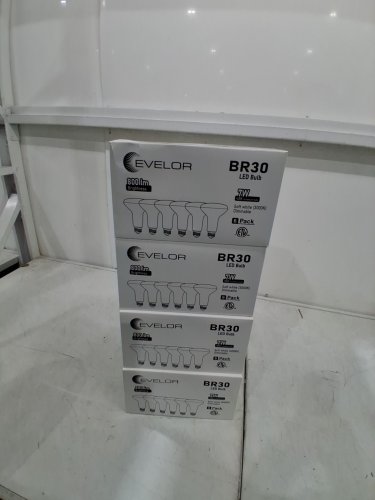 4 (6PK) Evelor LED BR30 Light Bulbs - 7W, 800LM, 5000K - WHITE- 24TOTAL (MODEL: BR30-7W5000K-6) image 2