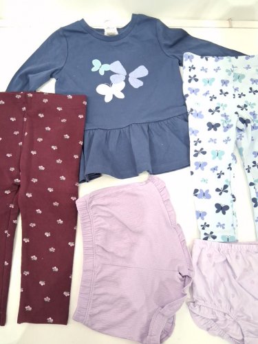 5 assorted baby CLOTHES - LONG SLEEVE TOP, LONGPANTS, SHORTS - 24m - BLUE/PURPLE/BURGUNDY image 3