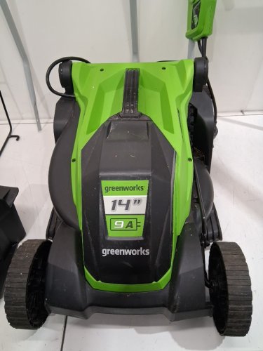 greenworks corded electric lawn mower - 14" - 9AMP - black/green (model: lma123) image 4