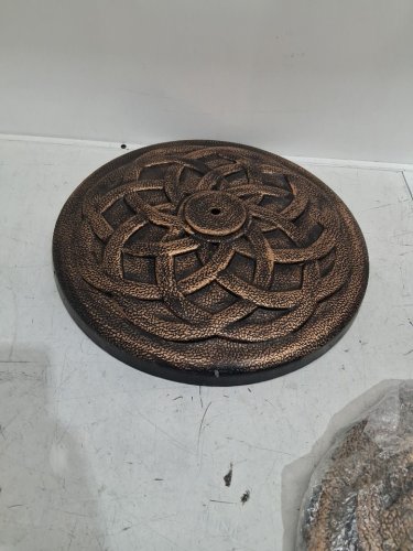 outdoor round heavy duty patio & table umbrella base stand - 26LBS- 12" X 18" - BRONZE/BLACK image 2