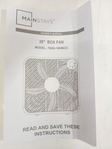 MAINSTAYS 3-SPEED STANDING BOX FAN - 20" - BLACK (MODEL: FB50-16HBCC) image 4