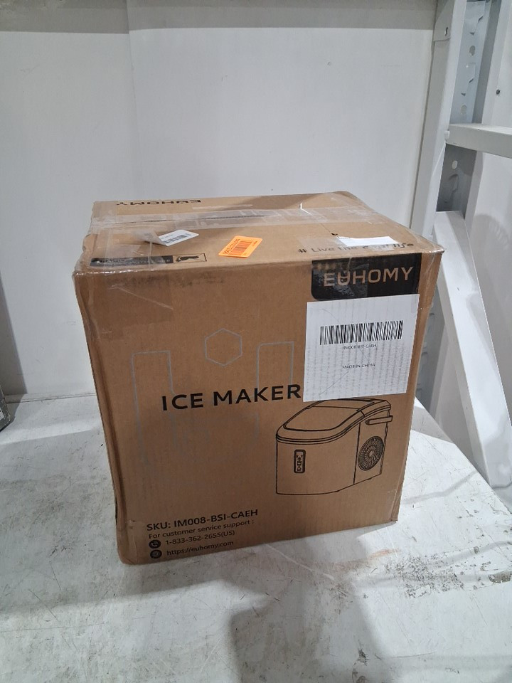 EUHOMY Countertop Ice Maker Machine with Handle, Basket & Scoop - MAKES 26LB Per Day - silver (MODEL: IM-01X/IM008-BSI-CAEH) image 2