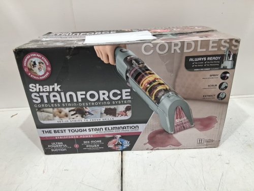 SHARK STAINFORCE CORDLESS HANDHELD CARPET/UPHOLSTERY STAIN CLEANER - (MODEL: HX101C) image 2