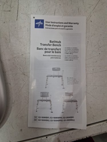 MEDLINE GUARDIAN bathtub TRANSFER BENCH WITH BACK support & suction feet - 400lbs capacity - GREY (MODEL: G3-100KBrX1) image 3