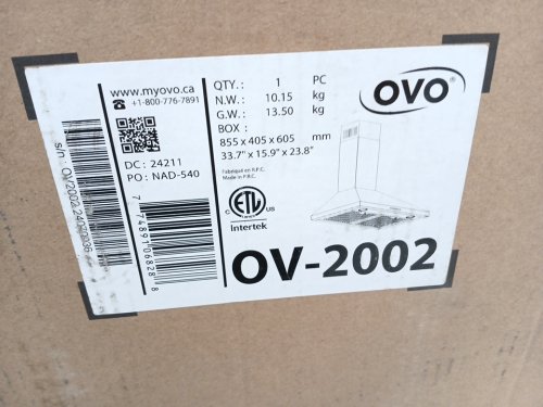 ovo Wall Mount Convertible Range Hood Vent with 3 Speed Exhaust Fan and Push Button Controls - 30" - Grey (Model: OV-2002) image 6