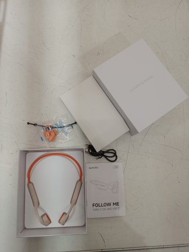 sunvito open-ear Bluetooth Bone Conduction Headphones with Mic and IPX7 Waterproof - beige/orange (MODEL: X35) image 3