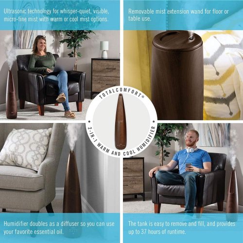 HoMedics Total Comfort 2-in-1 Humidifier with remote - Wood (Model: UHE-WM11BD) image 2
