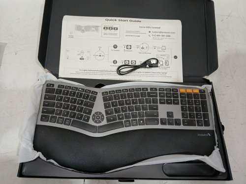ProtoArc  Backlit Wireless Full Size Ergonomic Split Keyboard with Wrist Rest, USB-C Charging, Bluetooth & USB - black (model: ek01 plus) image 3