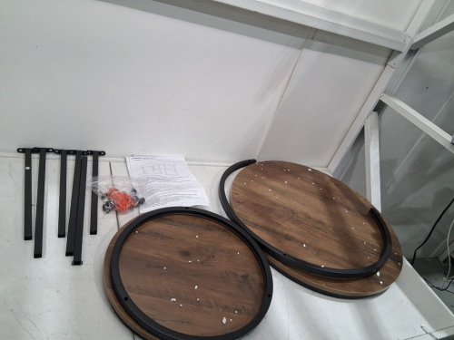 2pc HOJINLINERO Round Coffee Table Set - 24" X 19"/16" X 14" - brown/BLACK (MODEL:807A) image 3