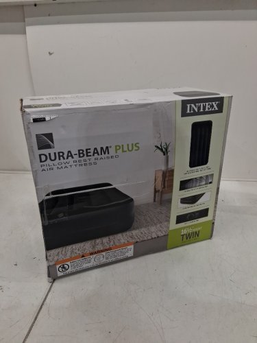 INTEX DURA-BEAM PLUS SELF-INFLATING/DEFLATING AIR MATTRESS WITH BUILT-IN PILLOW & electric AIR PUMP - TWIN 16.5" x 39" x 75" - BLACK (MODEL: AP619D/64121ED) image 2