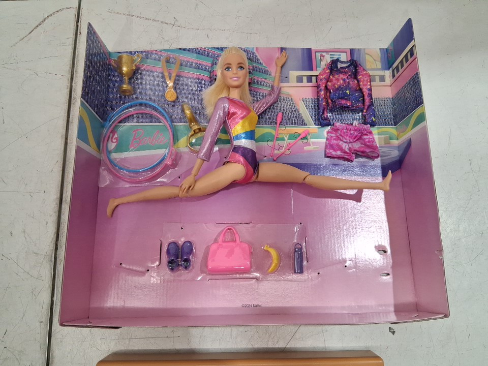 14PC BARBIE YOU CAN BE ANYTHING GYMNASTICS DOLL PLAYSET WITH TWIRLING FEATURE AND BALANCE BEAM - blonde Doll (MODEL: HRG52) image 4