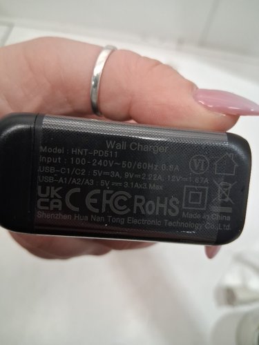 2PK MULTI-PORT FAST CHARGING WALL BLOCK - 50W - BLACK (MODEL: hnt-pd511) image 3