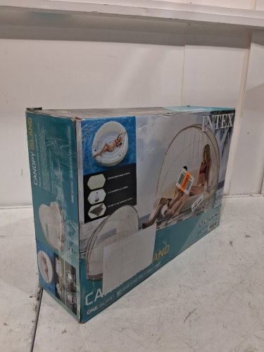 INTEX INFLATABLE CANOPY ISLAND FLOAT WITH DETACHABLE DOME COVER - 6.5FT X 4.9FT - 440LBS - White/tan (MODEL: 58292EP) image 2