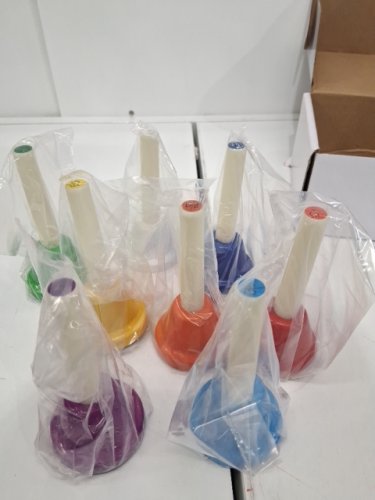 8PK Hand Bells Set with Safe Plastic Handle - assorted colors image 3