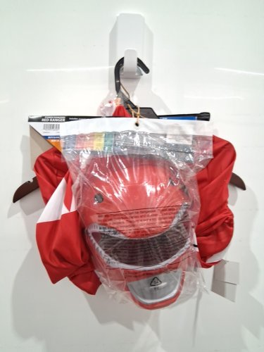 2PC UNISEX CHILD DISGUISE POWER RANGER COSTUME, MUSCLE OUTFIT WITH MASK - MEDIUM (8-10) - RED, WHITE, BLACK image 3