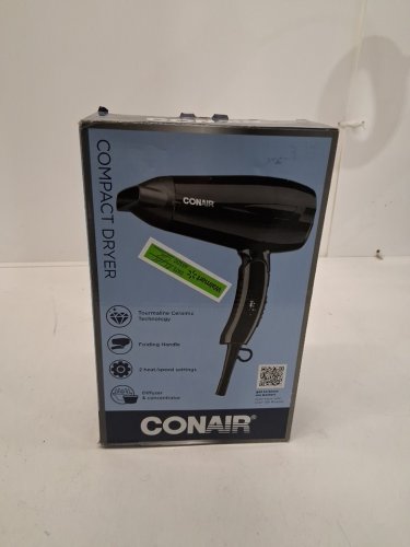conair folding compact hair dryer with 2 attachments - black (model: 5549nc) image 3