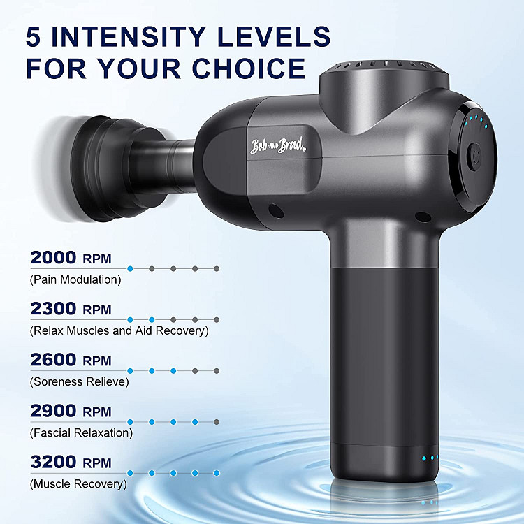 Bob and Brad x6 pro Deep Tissue Percussion Massager Gun, Muscle Massager with 5 Speeds & 5 Heads, GREY/BLACK (MODEL:QL/DMS.X6-C) image 2