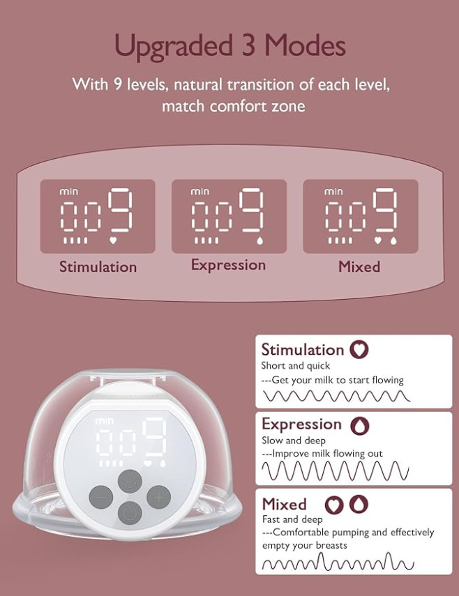 momcozy s12pro hands-free breast pump 3 modes 9 levels 24mm - white ( model- S12 Pro-A21) image 2