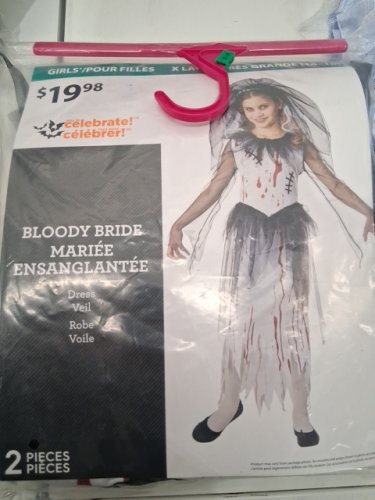 2PC GIRLS WAY TO CELEBRATE BLOODY BRIDE COSTUME - EXTRA LARGE (14-16) - WHITE/BLACK/RED image 2