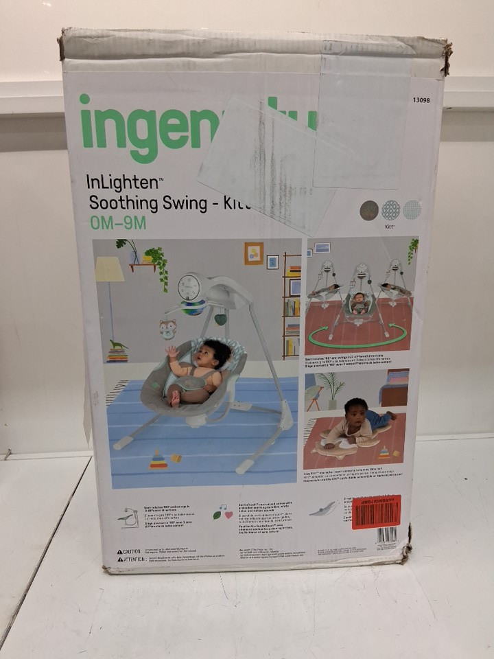ingenuity inlighten soothing baby swing - grey/fox - (model:13098) image 2
