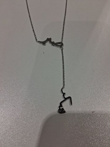 minimalistic calligraphy "صبر,شكر(Gratitude, Patience)" drop pendant chain necklace - ~3 drop/1.5"pendant/20.5" - 22.5" - silver image 3