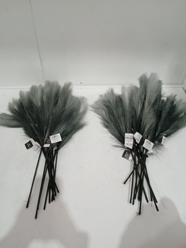 24PK WAY TO CELEBRATE! DECORATIVE FEATHER PICKS FOR VASES - GREY/BLACK image 2