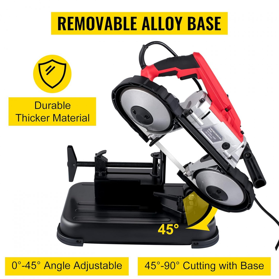 portable steel base band saw with 5" cutting capacity for metal/wood - variable speed 137.8fpm to 472.4fpm (MODEL: R2103) image 2