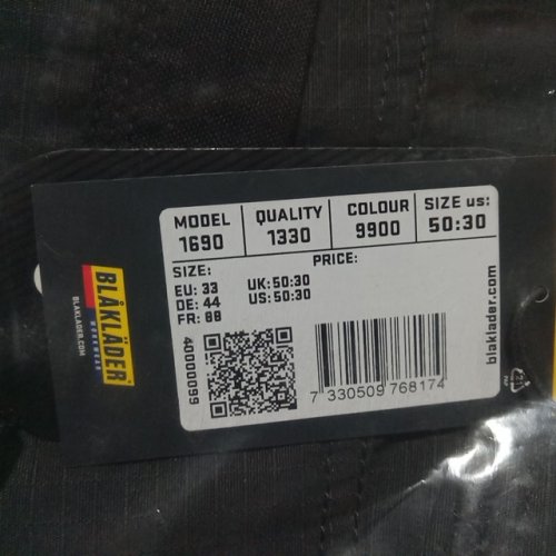 Men's Blaklader Ripstop Work Pants with Knee Pad Pockets - W50 L30 - Black (style: 1690) image 4