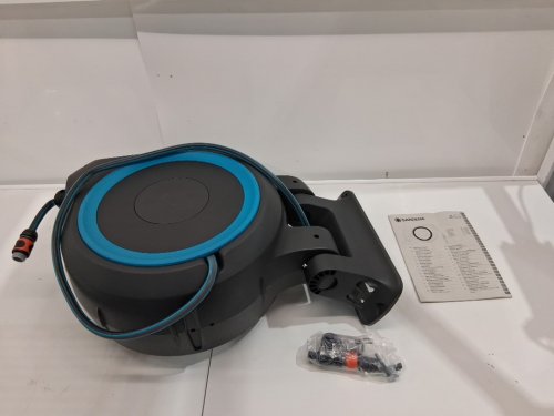 Gardena frost-proof Wall-Mounted Auto-Retractable Hose Reel, roll up xl - 115ft - Black/Turquoise (model: 18630-37) image 2