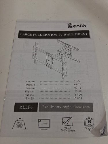 rentliv tv mount with articulating arms/swivel rotation - for tvs sized 36" - 70" - max capacity 132LB - black - (MODEL: RLLF6-24) image 3