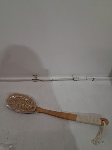 2-IN-1 BAMBOO Back Scrubber SHOWER BRUSH WITH Removable Bristle HEAD HAND SCRUBBER - 14" - NATURAL/BEIGE (MOD BKIH) image 4