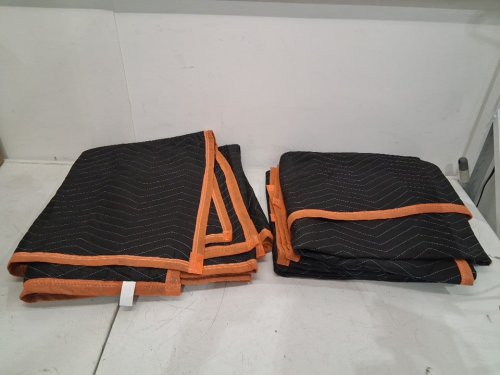4pk Moving Blankets - 72" x 40" - Black/Orange image 2