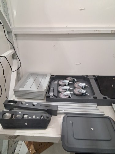 garvee 3 tier janitorial cart with locking cabinets -grey (model:c7z-BMQrAJ1L7x8y247-7AlX) image 3