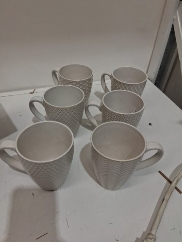 6Pk gourmet basics stoneware mugs - 16oz - white patterned - (model: 1786778) image 3