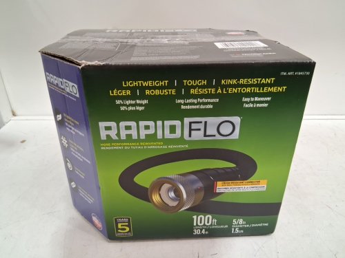 RAPID FLO COMPACT KINK RESISTANT GARDEN HOSE - 100FT - 5/8" - BLACK (MODEL: 1845730) image 4