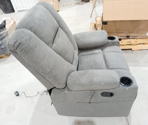 Aricella Chenille Chair Recliner with Massage, Heating, Cup Holders, and side pocket - Grey (Model: 76701M-51) image 5