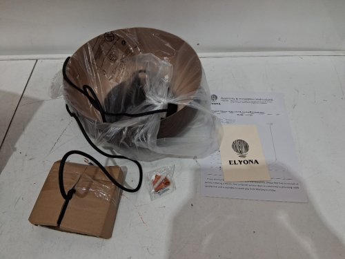ELYONA Brushed Nickel Pendant Light Wooden Pattern - 12" - brown image 3